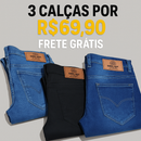 kit 3 Calças Jeans 100% algodão Elastano